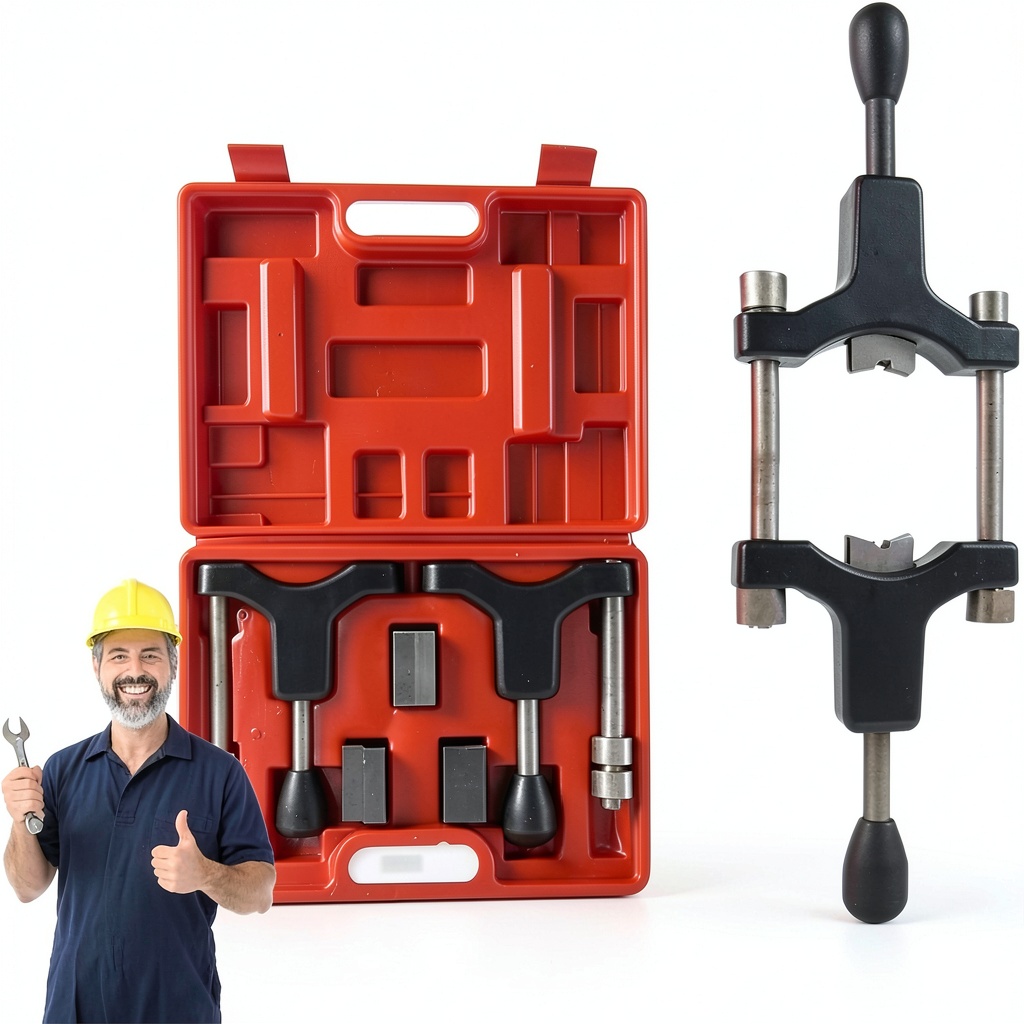 Technician using HTHBHAOTUS thread repair tool on a vehicle axle