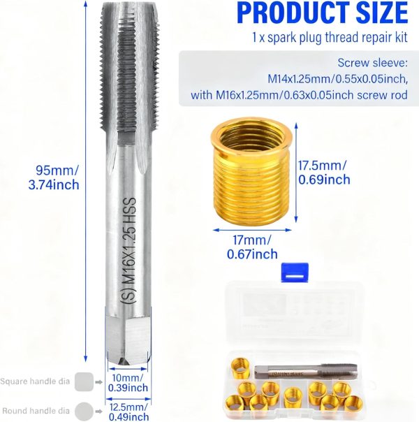 HerFarCai Spark Plug Thread Repair Kit M14x1.25 M16x1.25-1