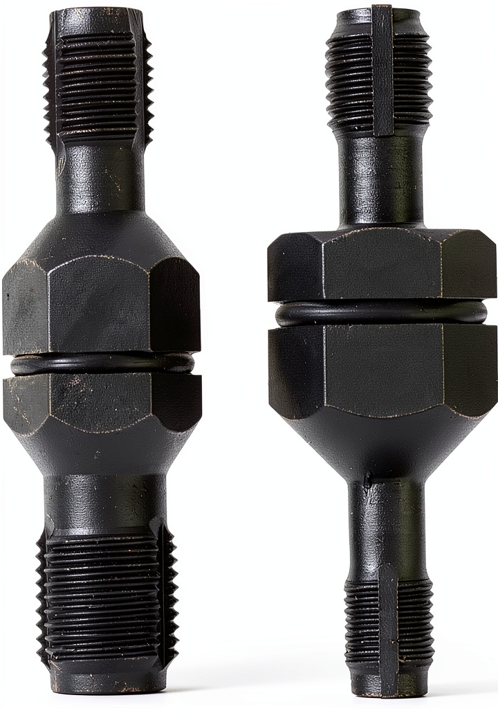 Installing GAOLAOSY Spark Plug Thread Chaser Tool Automotive Repair Kit on a wooden workbench