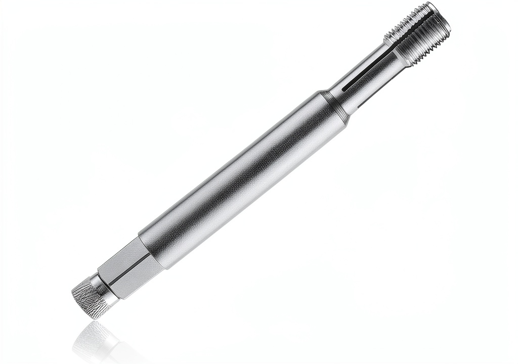 Installing MTRPS Spark Plug Thread Repair Tool Steel Back Tap on a wooden workbench