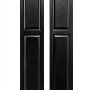 14.75 in. W x 67 in. H Builders Edge, Cottage Style, Raised Panel Shutters, Includes Matching Installation Spikes (Per Pair), 002 - Black-0