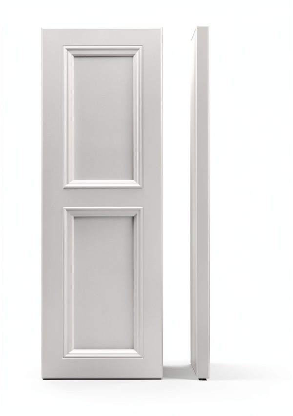 15"W x 36"H True Fit PVC Two Equal Raised Panel Shutters, Unfinished (Per Pair - Hardware Not Included)-1