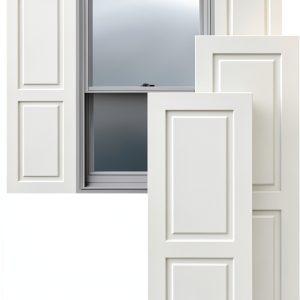 15"W x 36"H True Fit PVC Two Equal Raised Panel Shutters, Unfinished (Per Pair - Hardware Not Included)-0