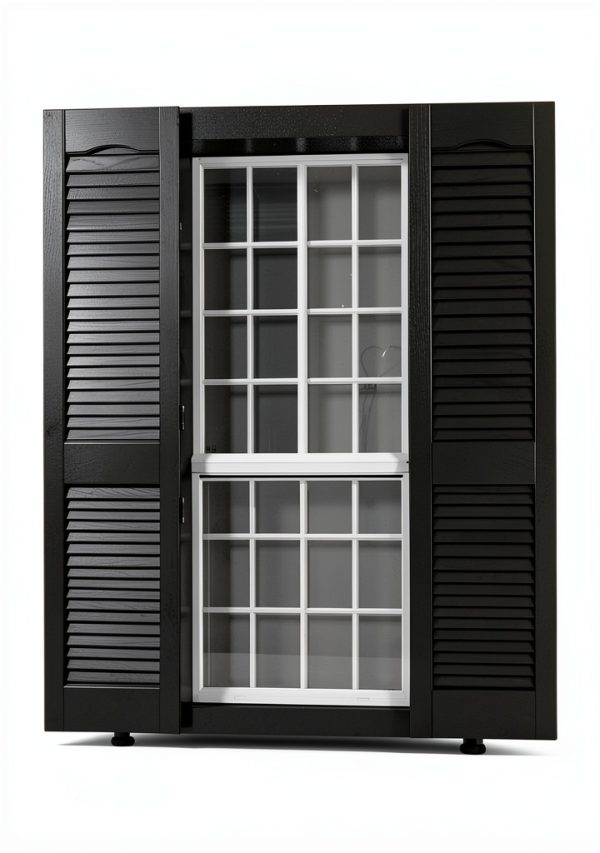 Plastic Development Group LSBLCK1447 14x47in Black Louvered Shutter-1