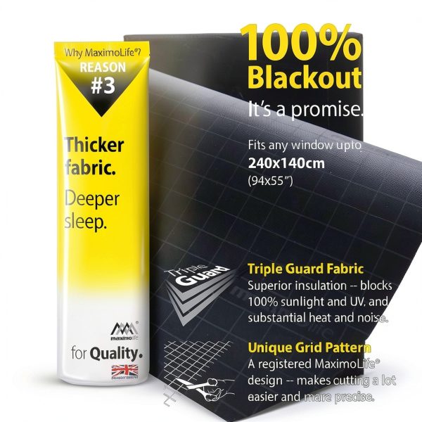 Blackout Blind MaximoLife 100% Light Blocking Panel 94x55 Inch-3