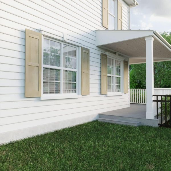 Americraft Exterior Real Wood Shutters 18"W x 64"H Two-Panel Raw-11