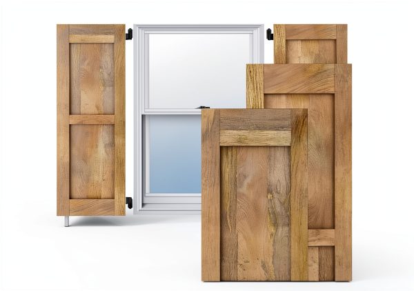 Americraft Exterior Real Wood Shutters 18"W x 64"H Two-Panel Raw-0