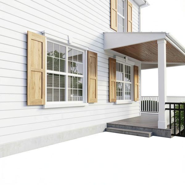 Americraft Exterior Real Wood Shutters 18"W x 64"H Two-Panel Raw-10