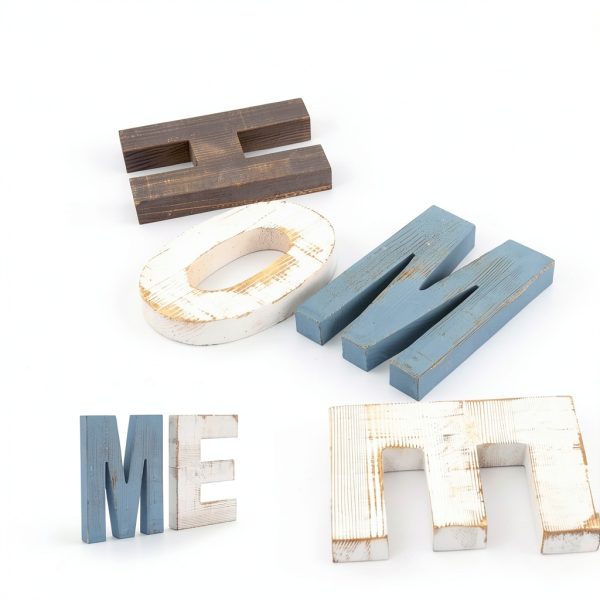 IRIS Rustic Wood Sign – Multicolor Freestanding Home Decor 16.5x5.9 in-5